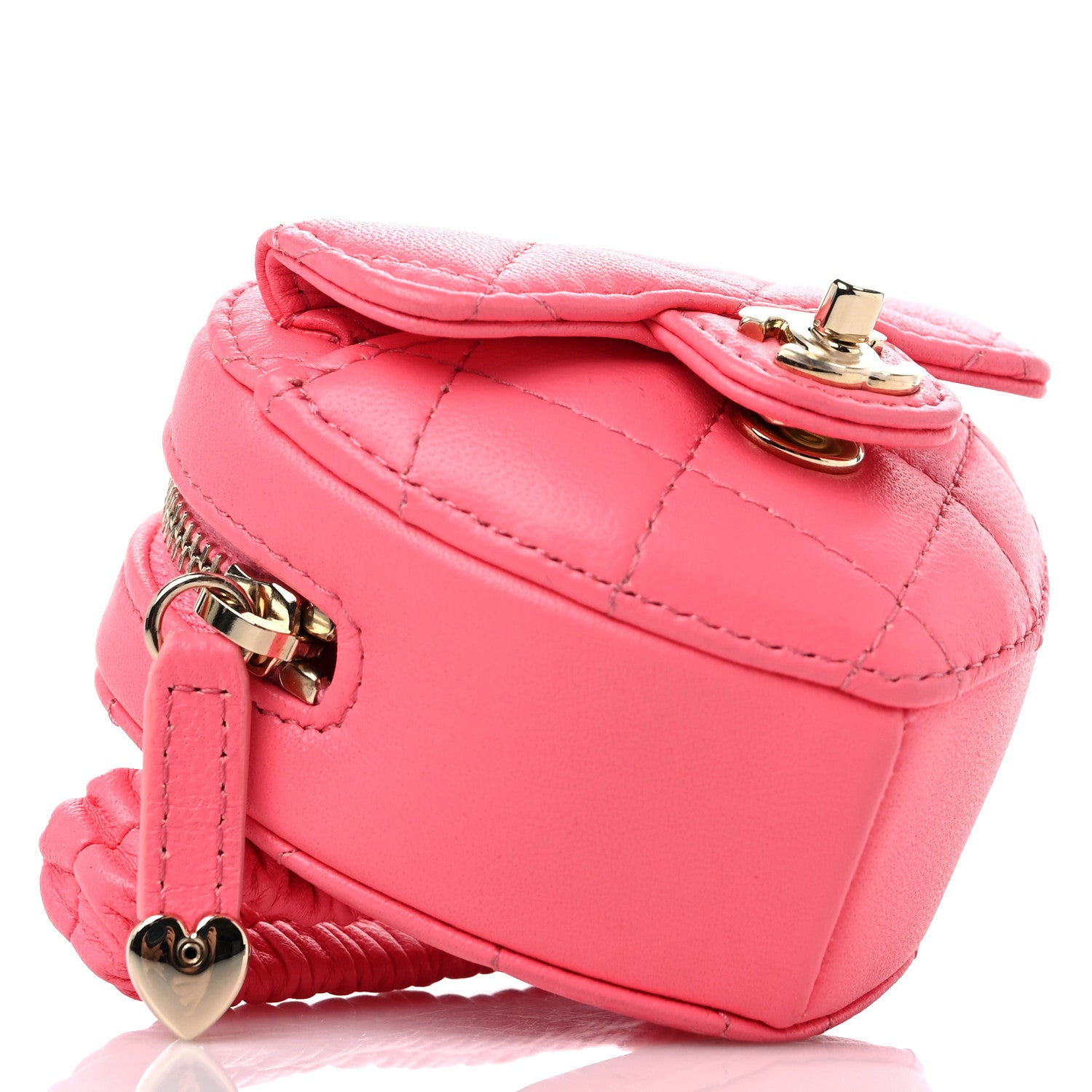 Chanel Lambskin Quilted CC In Love Heart Zipped Arm Coin Purse Pink 4 of 10