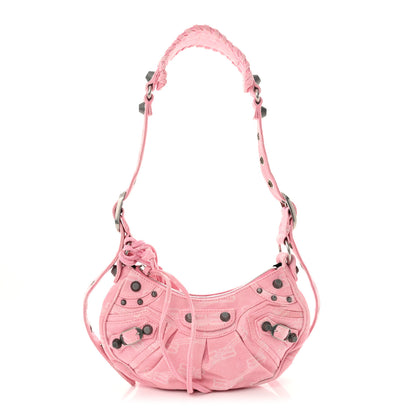 Balenciaga Denim BB Monogram Le Cagole Shoulder Bag XS Pink 1 of 13