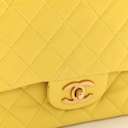 Chanel Lambskin Quilted Medium Double Flap Yellow Pink 12 of 12