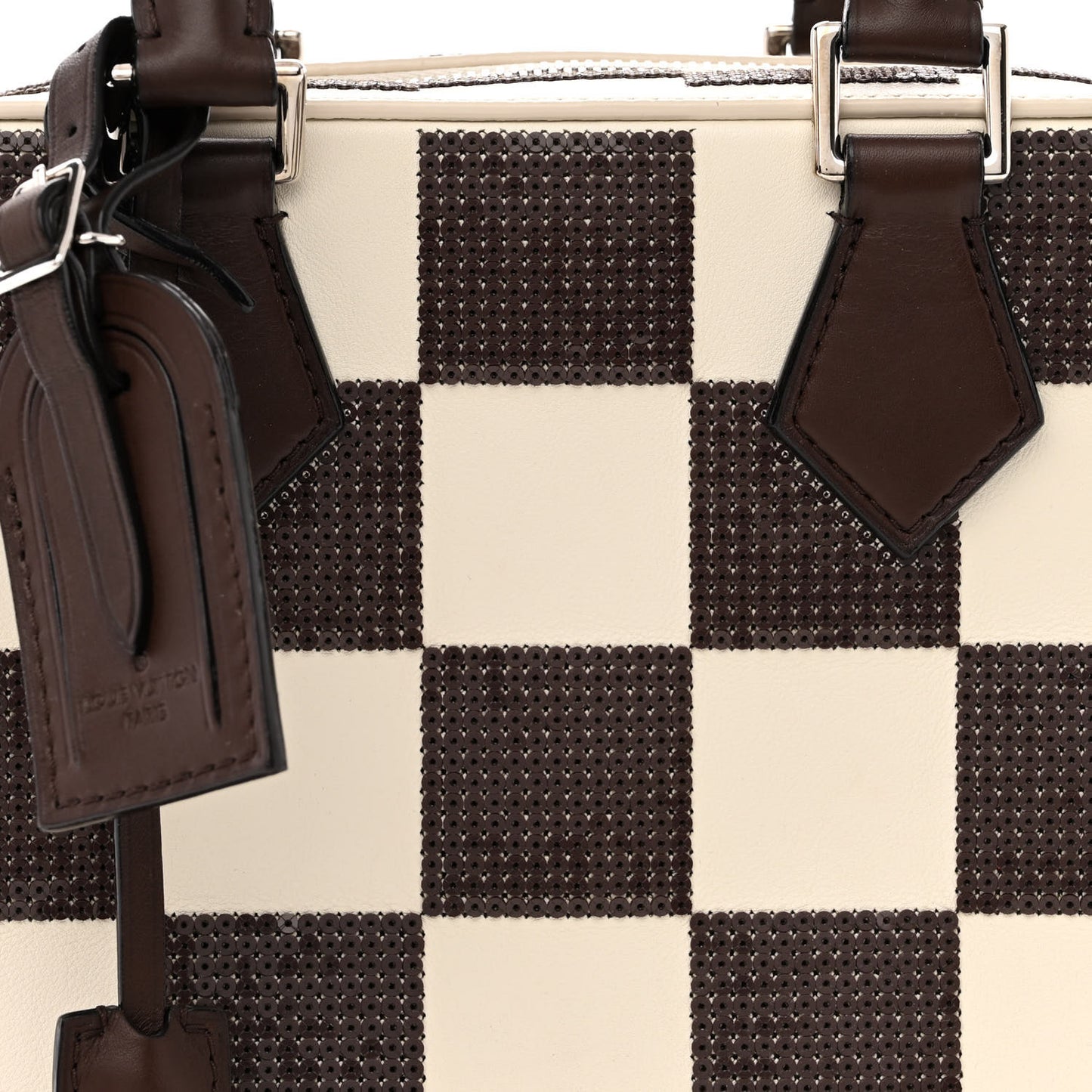 Damier Cubic Sequin Runway Square Tote Brown