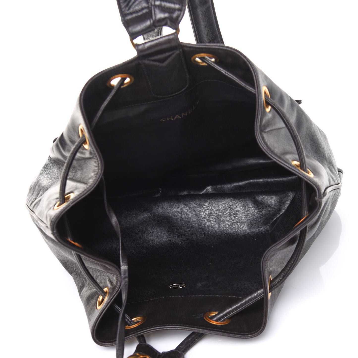 Lambskin CC Drawstring Backpack Black
