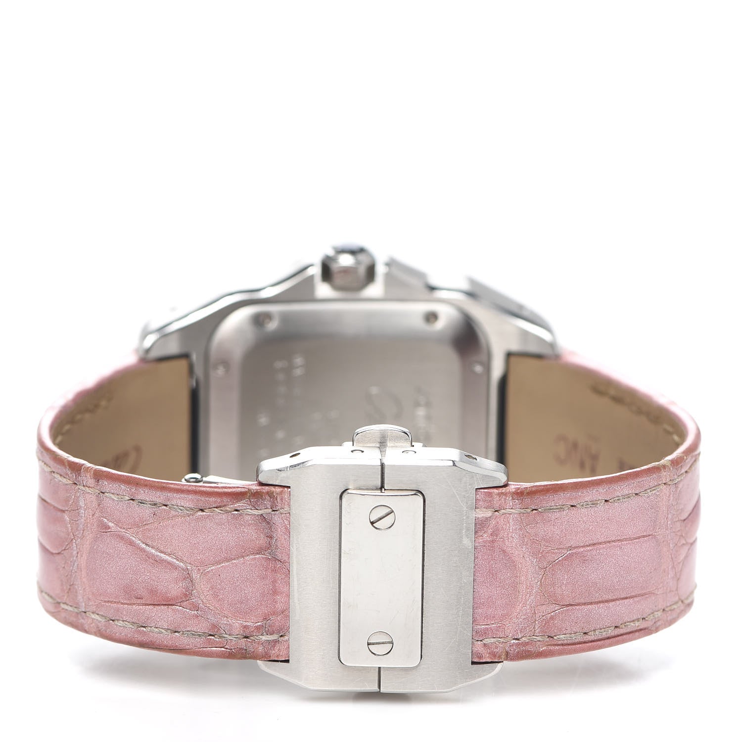 Cartier Stainless Steel Alligator 33mm Santos 100 Automatic Watch Pink 3 of 5