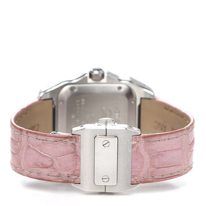 Cartier Stainless Steel Alligator 33mm Santos 100 Automatic Watch Pink 3 of 5