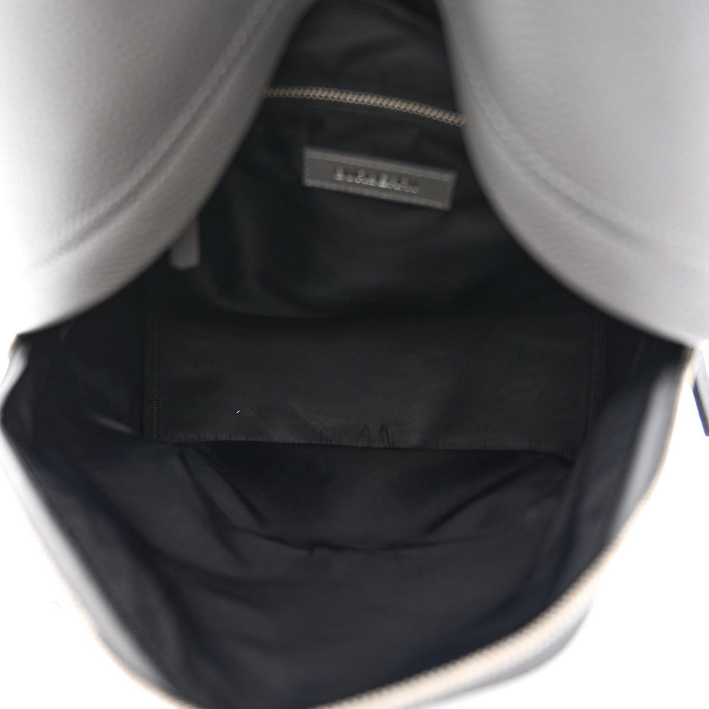 Calfskin Logo Embossed Backpack Charcoal Grey
