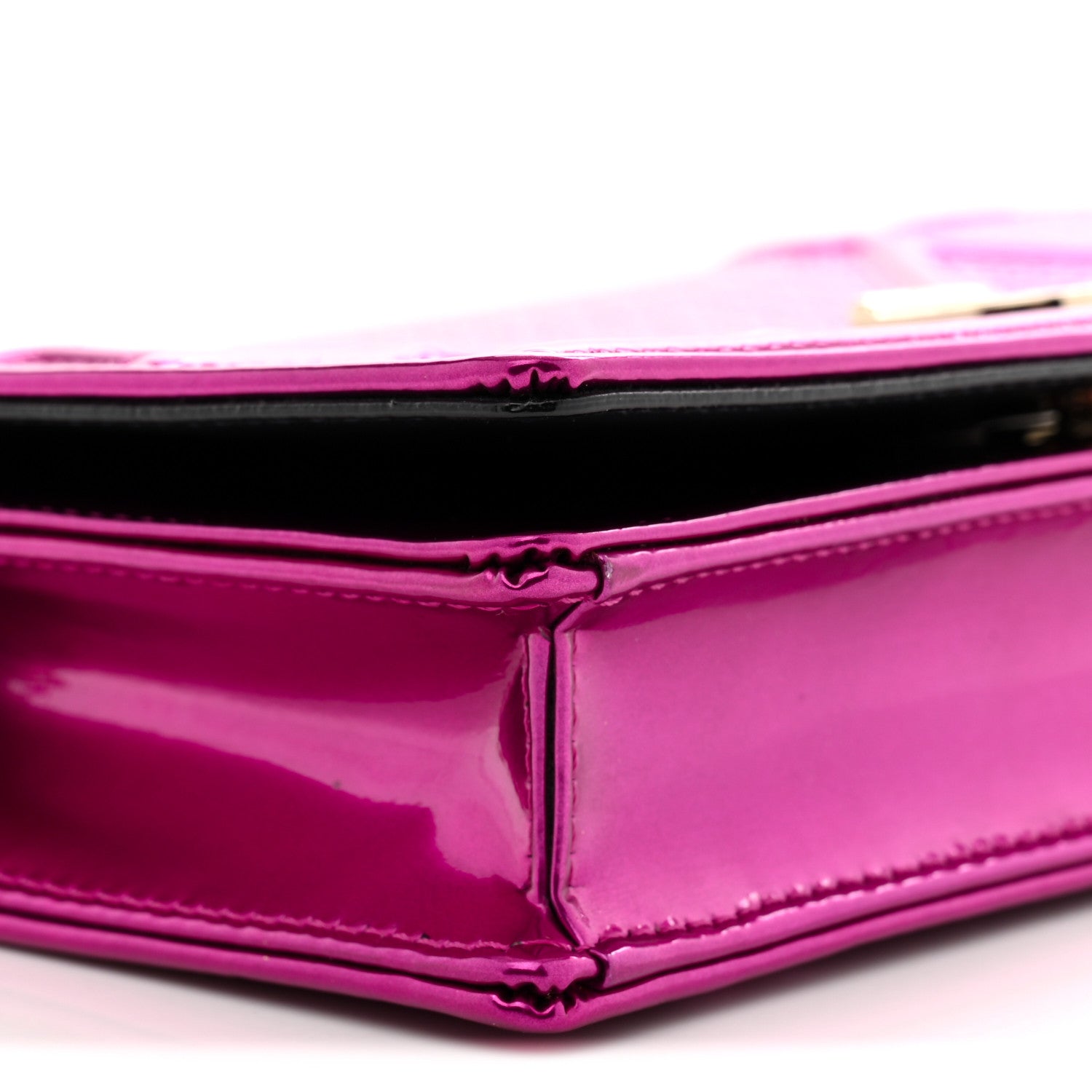 Christian Dior Metallic Patent Micro-Cannage Diorama Wallet on Chain Pouch Pink 9 of 12