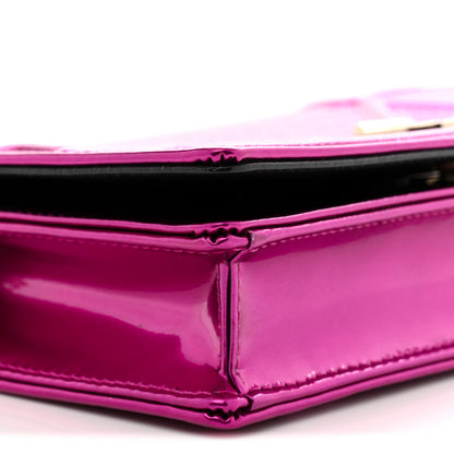 Christian Dior Metallic Patent Micro-Cannage Diorama Wallet on Chain Pouch Pink 9 of 12