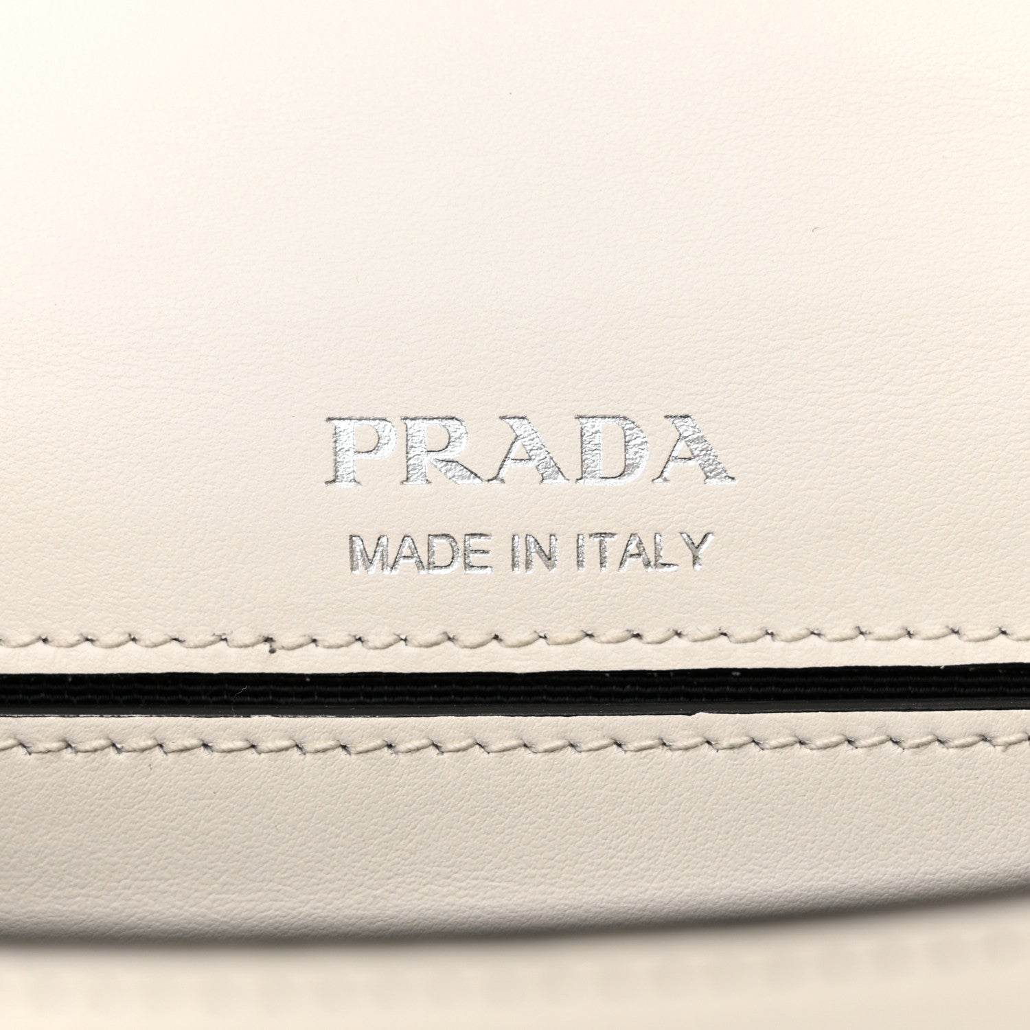 Prada City Calf Plex Ribbon Bag White Black 6 of 12