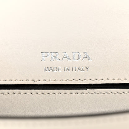 Prada City Calf Plex Ribbon Bag White Black 6 of 12