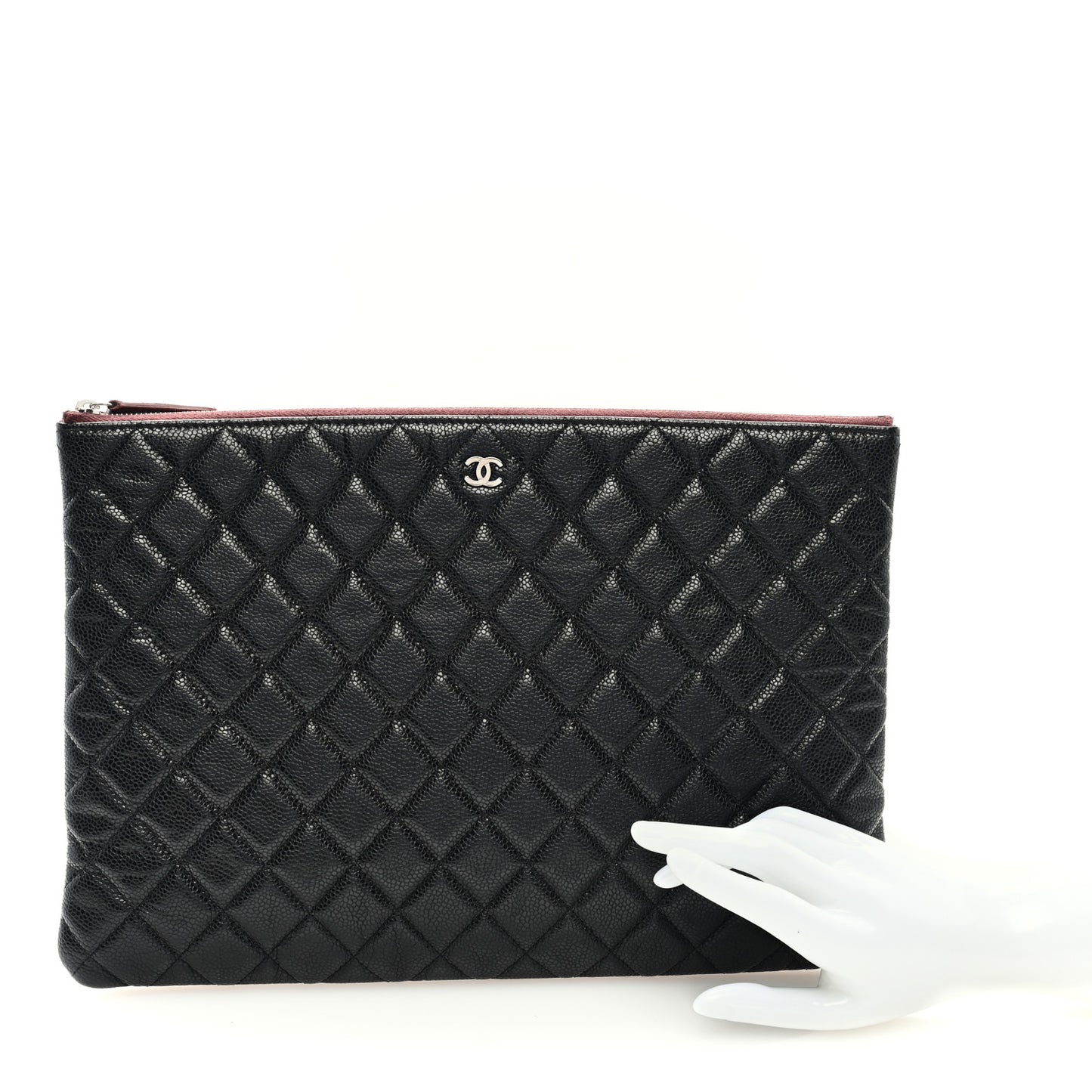 Caviar Quilted Large Cosmetic Case Black