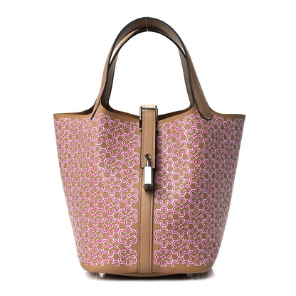 Hermes Swift Lucky Daisy Picotin Lock 18 PM Chai Rose White 1 of 10