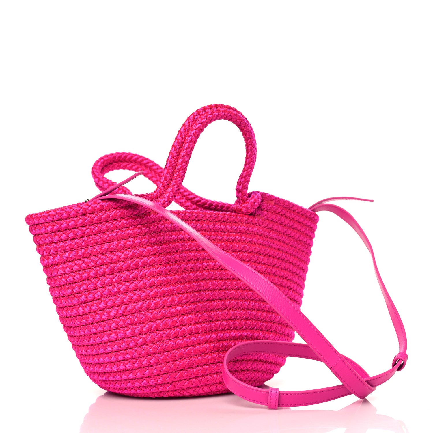 Balenciaga Nylon Lambskin Woven Small Ibiza Basket With Strap Lipstick Pink 3 of 9