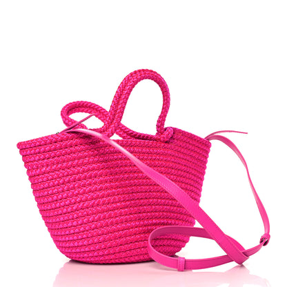 Balenciaga Nylon Lambskin Woven Small Ibiza Basket With Strap Lipstick Pink 3 of 9