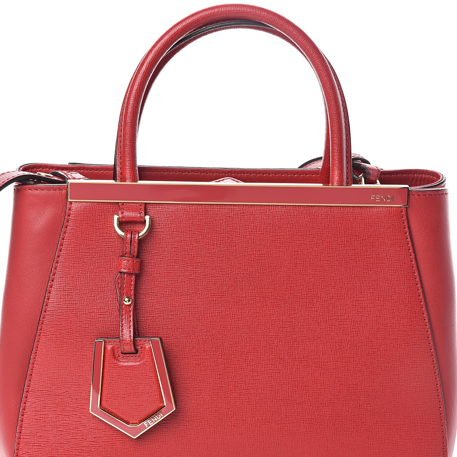 Fendi Vitello Elite Flamingo Petite 2Jours Tote Mattone 7 of 9
