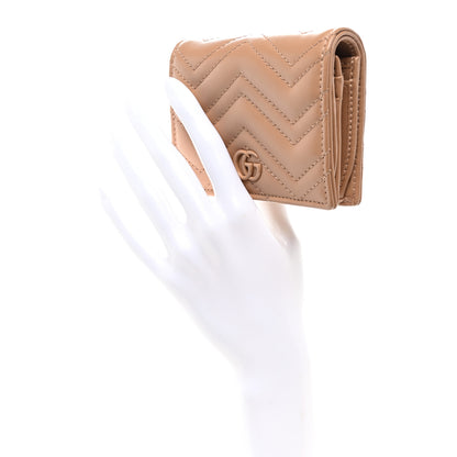 Gucci Calfskin Matelasse Monochrome GG Marmont Card Case Wallet Camelia 2 of 7