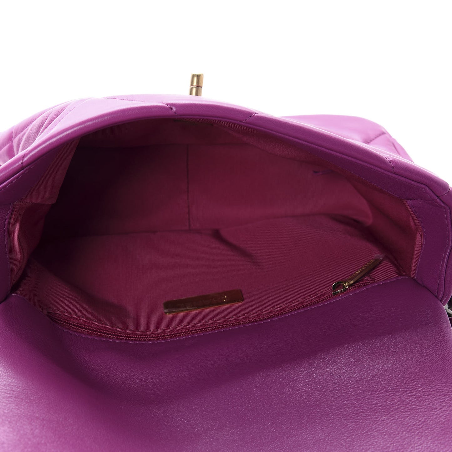 Lambskin Quilted Medium 19 Flap Purple