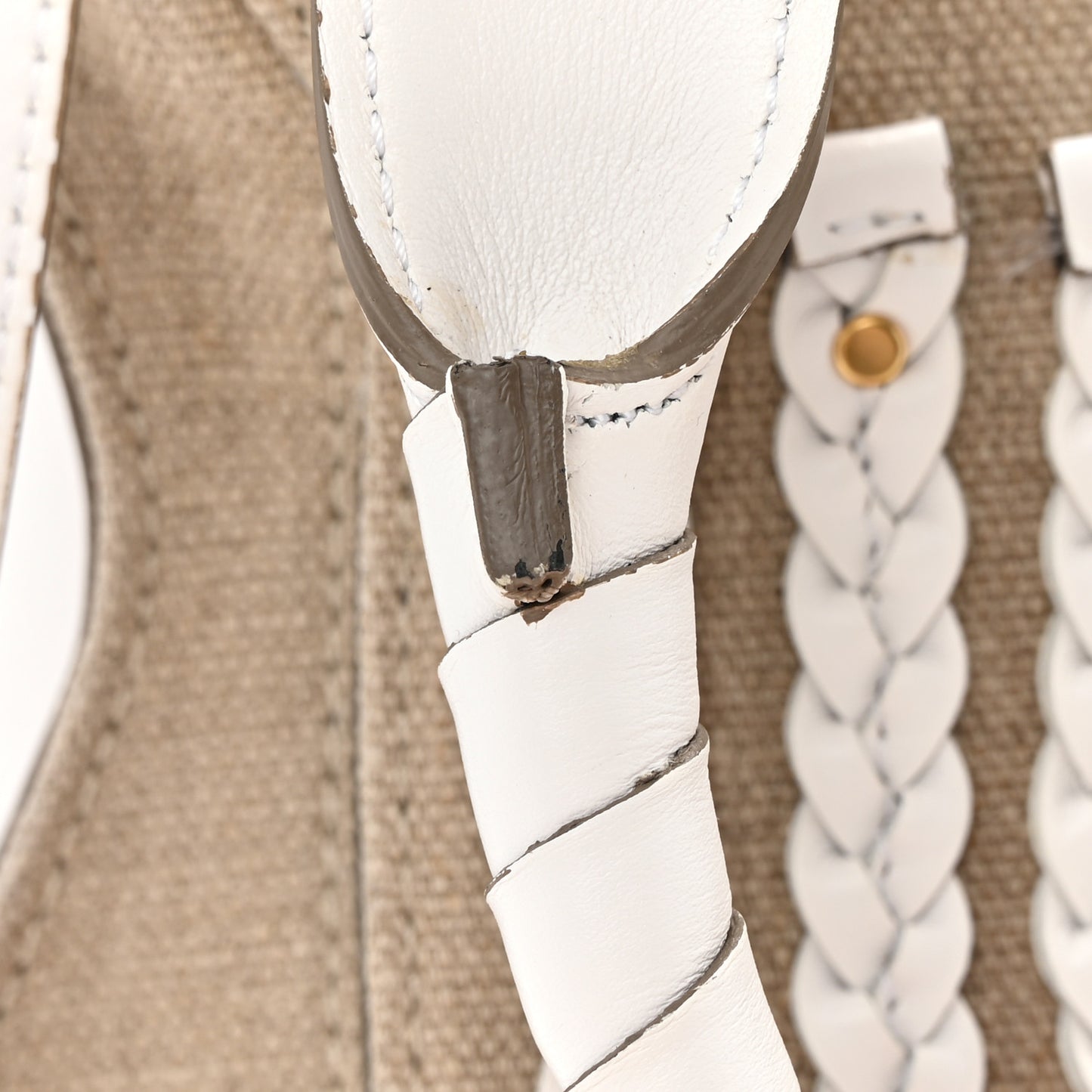 Canvas Calfskin Small Marcie Satchel White