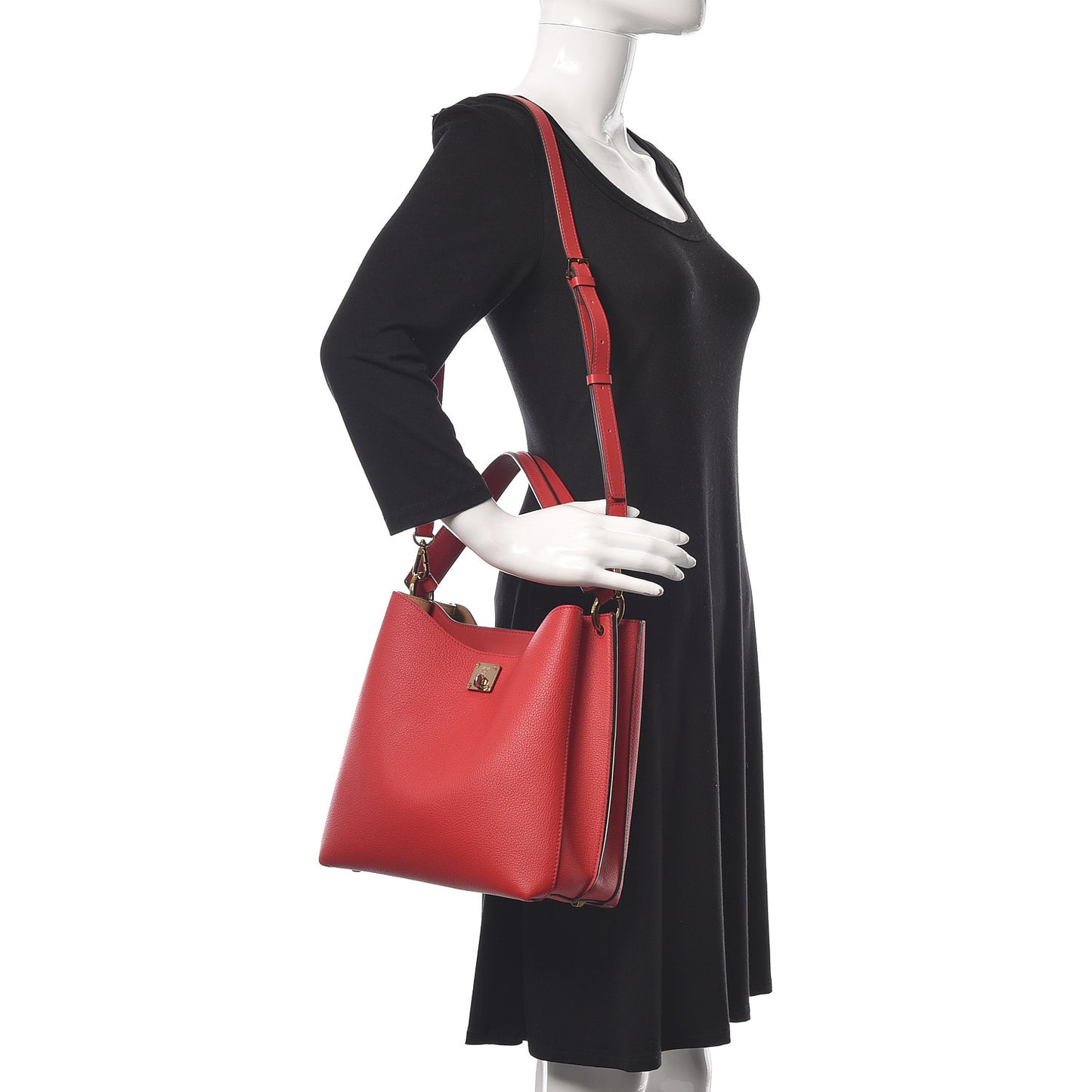 Grained Calfskin Medium Milla Hobo Ruby Red