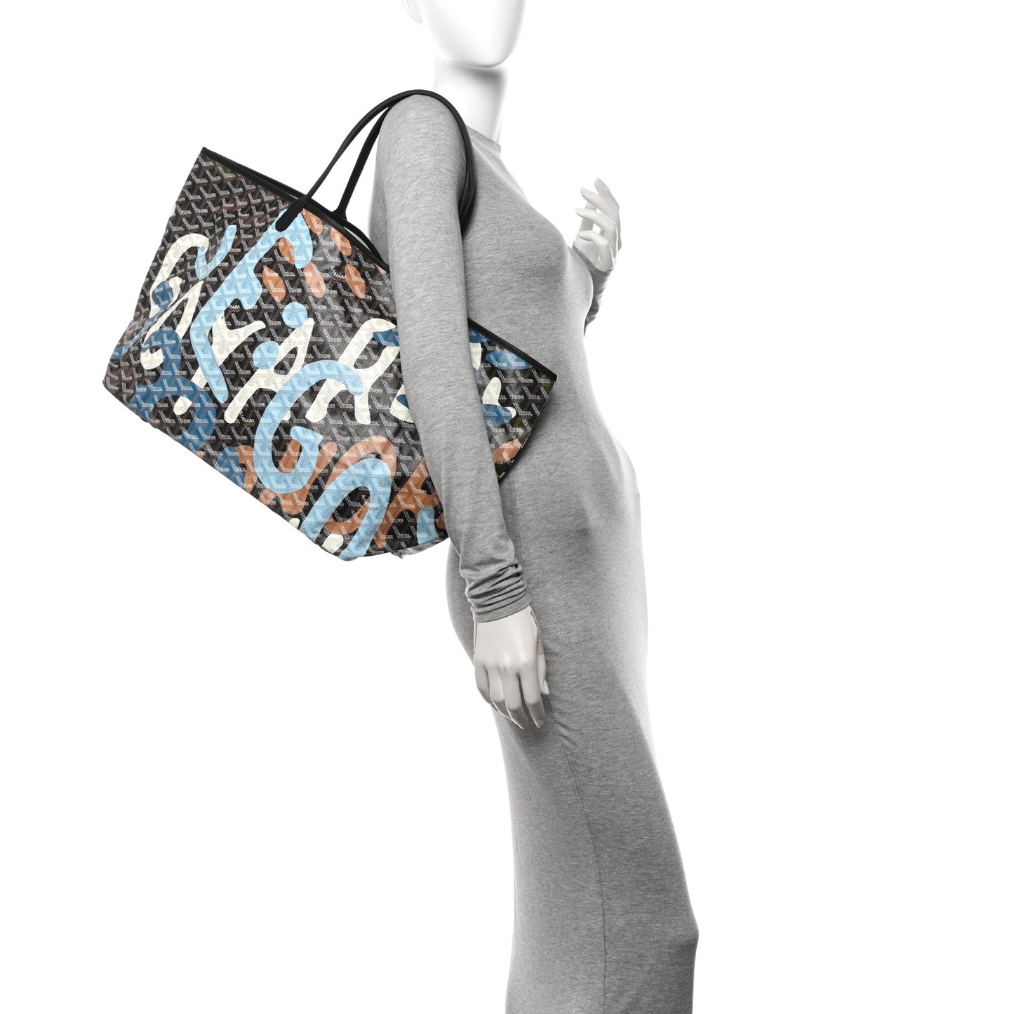 Goyardine Saint Louis Lettres Camouflage GM Black Blue