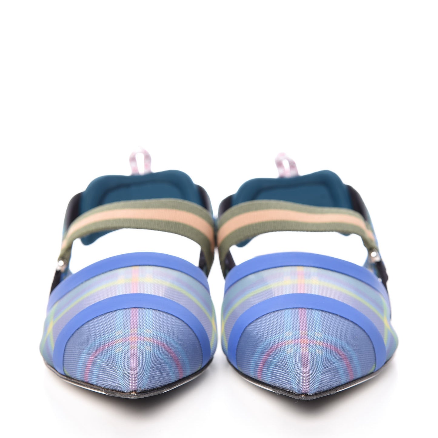 Technical Mesh Tartan Plaid Colibri Slingback Ballerina Flats 42 Ceruleo Militare Sand Salvia