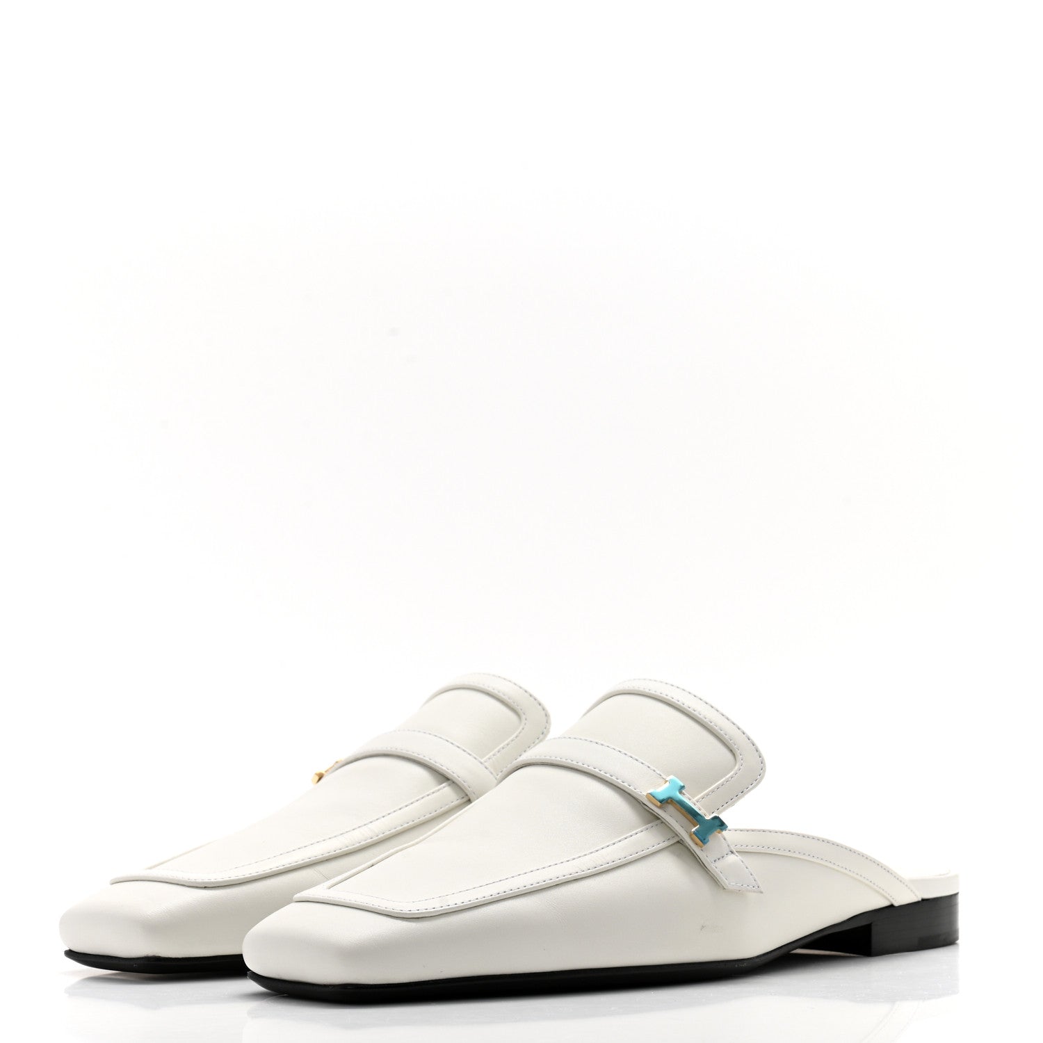 Hermes Calfskin Womens Groupie Mules 38 White 3 of 12