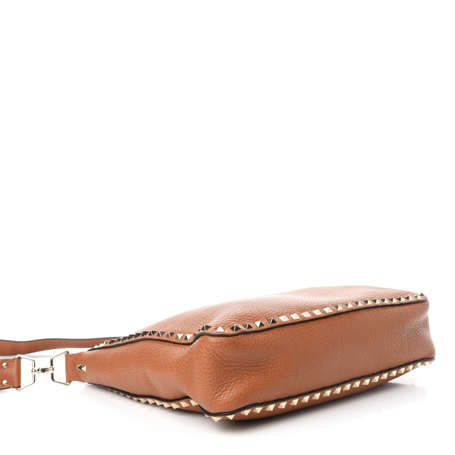 Pebbled Calfskin Large Rockstud Flip-Lock Messenger Bag Light Cuir