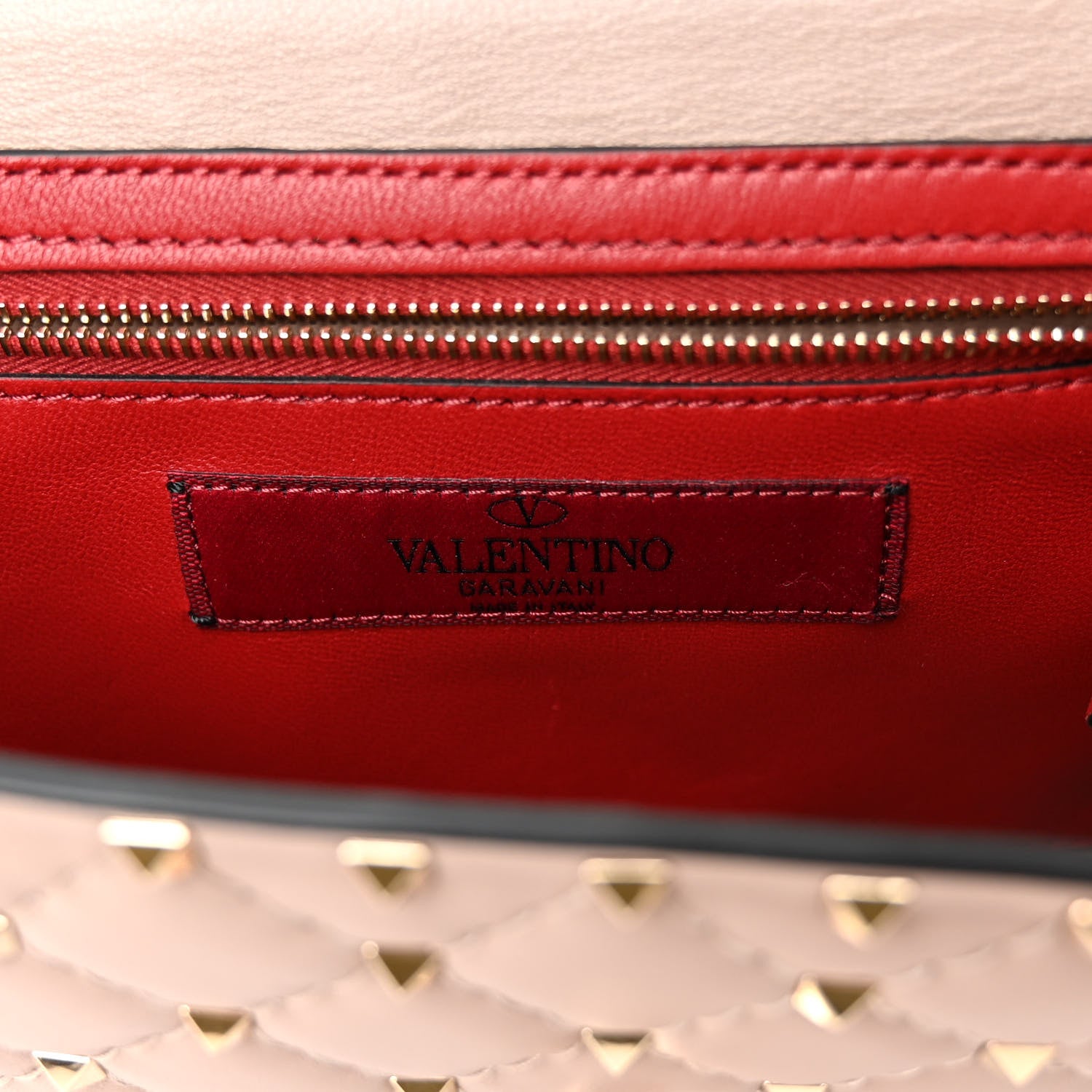 Valentino Garavani Lambskin Rockstud Spike Wallet on Chain Poudre 6 of 10