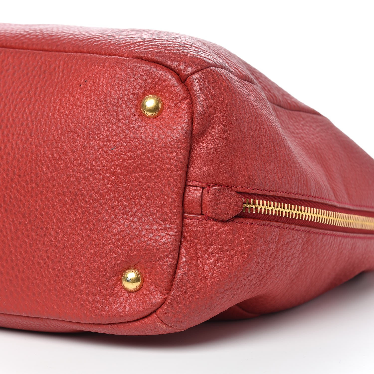 Prada Vitello Daino Side Zip Tote Rosso 9 of 15