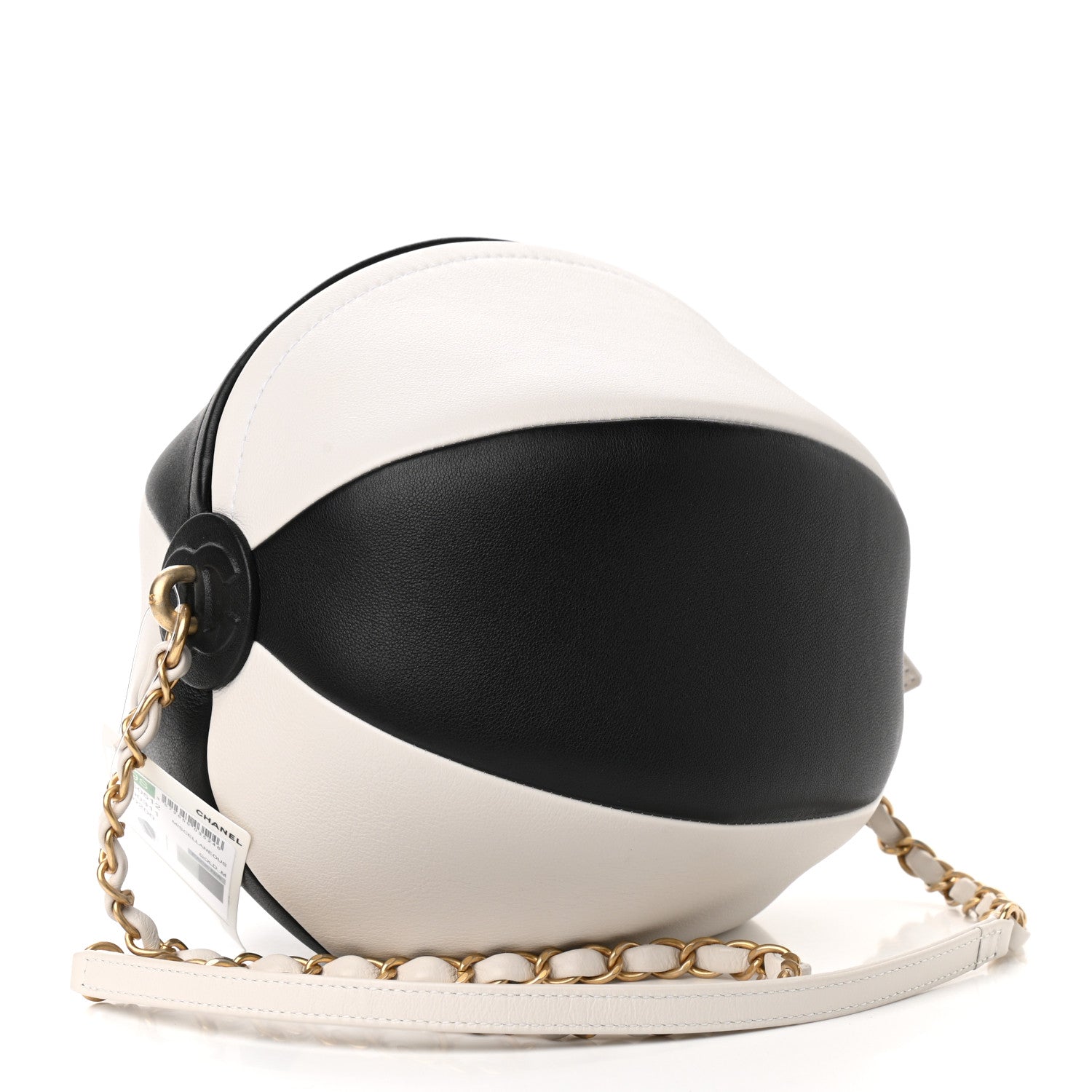 Chanel Calfskin Coco Beach Ball Bag White Black 3 of 9