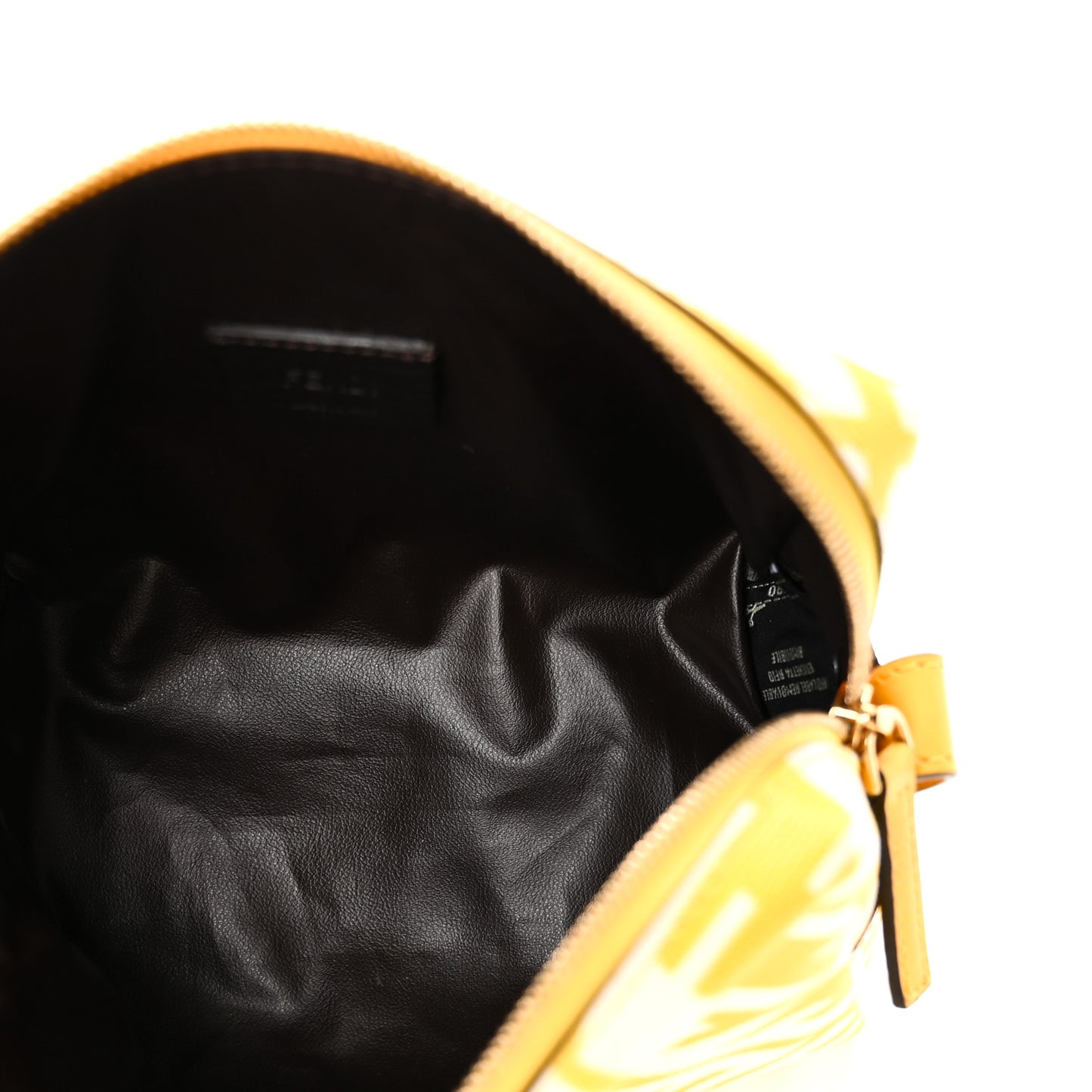 X SARAH COLEMAN Glazed Canvas Vitello King FF Vertigo Small Trapezoid Beauty Pouch Mimosa White