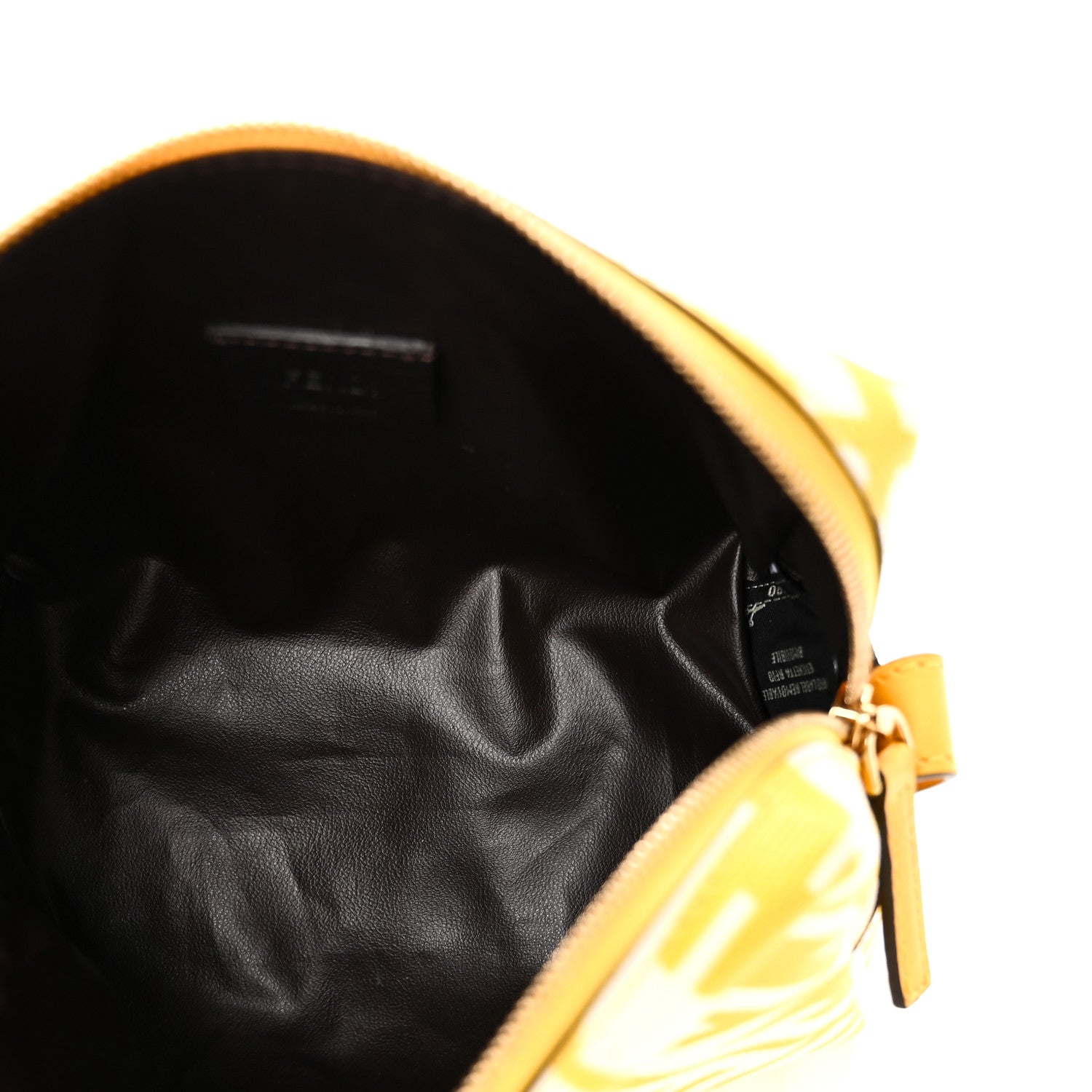 Fendi X SARAH COLEMAN Glazed Canvas Vitello King FF Vertigo Small Trapezoid Beauty Pouch Mimosa White 5 of 8