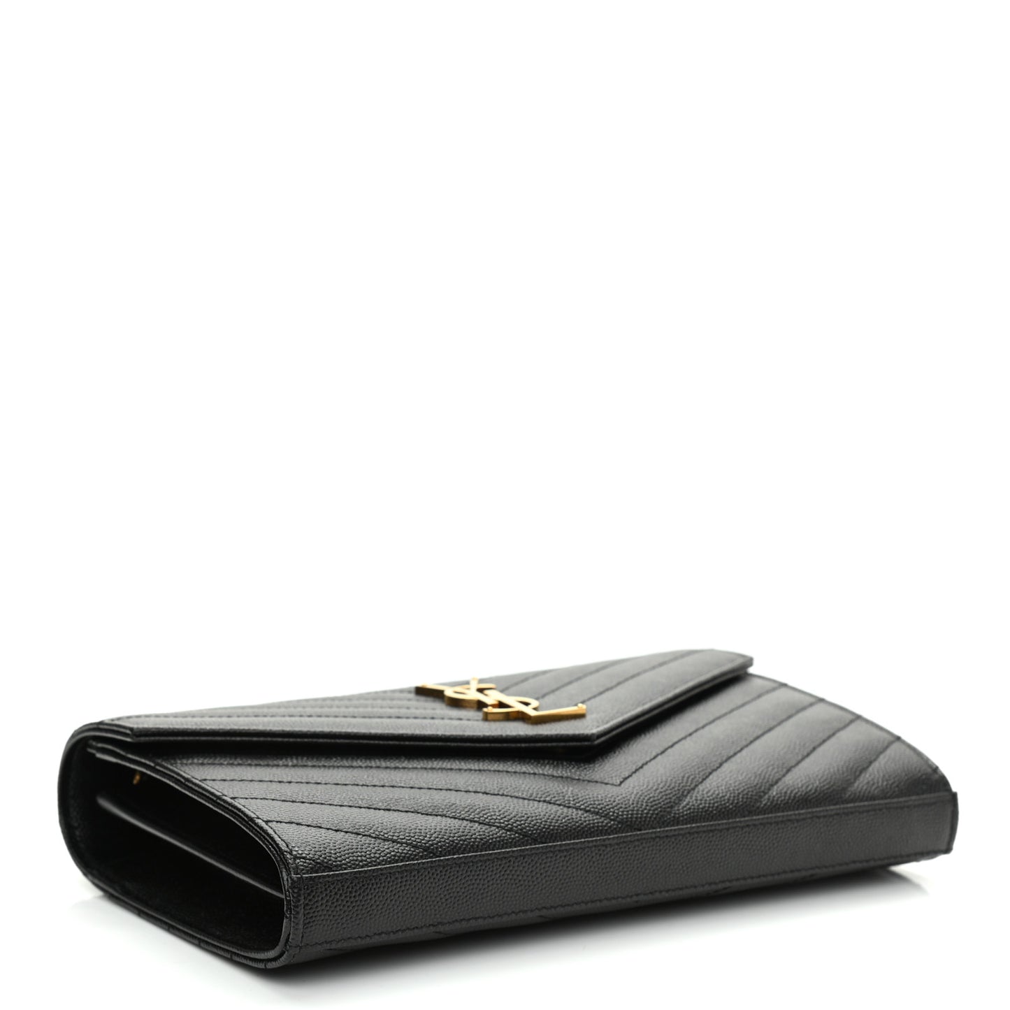 Grain De Poudre Matelasse Chevron Monogram Chain Wallet Black