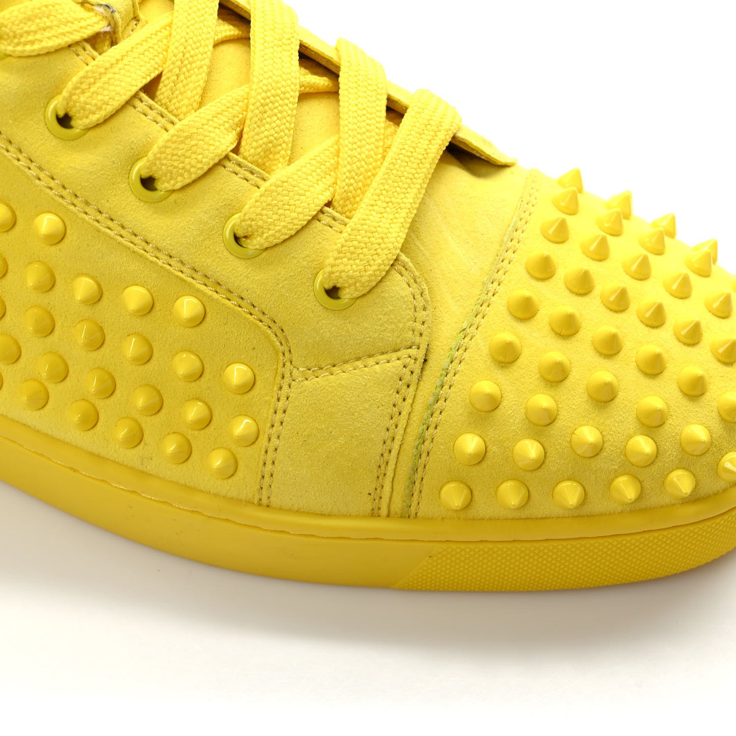 Veau Velours Mens Louis Spikes Flat Sneakers 46 Yellow