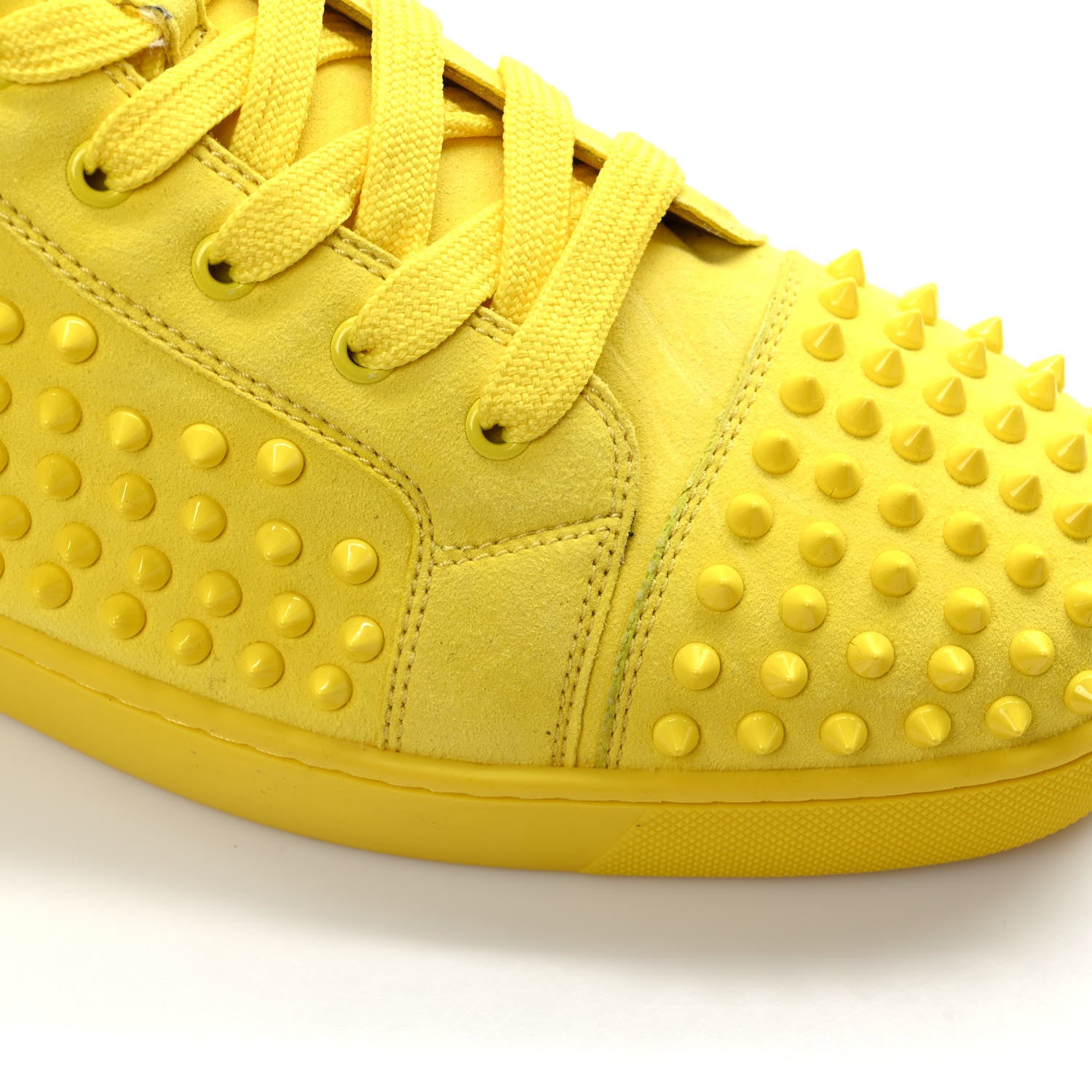 Christian Louboutin Veau Velours Mens Louis Spikes Flat Sneakers 46 Yellow 9 of 9