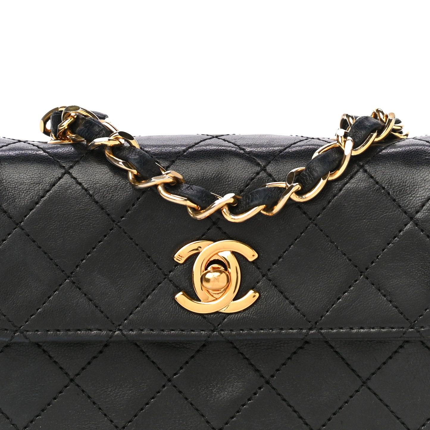 Lambskin Quilted Micro Mini Flap Bag Black