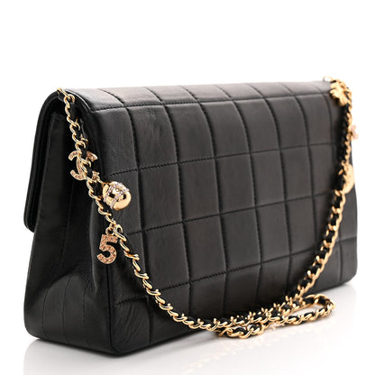 Chanel Lambskin Quilted Crystal Chocolate Bar Charm Flap Black 3 of 15