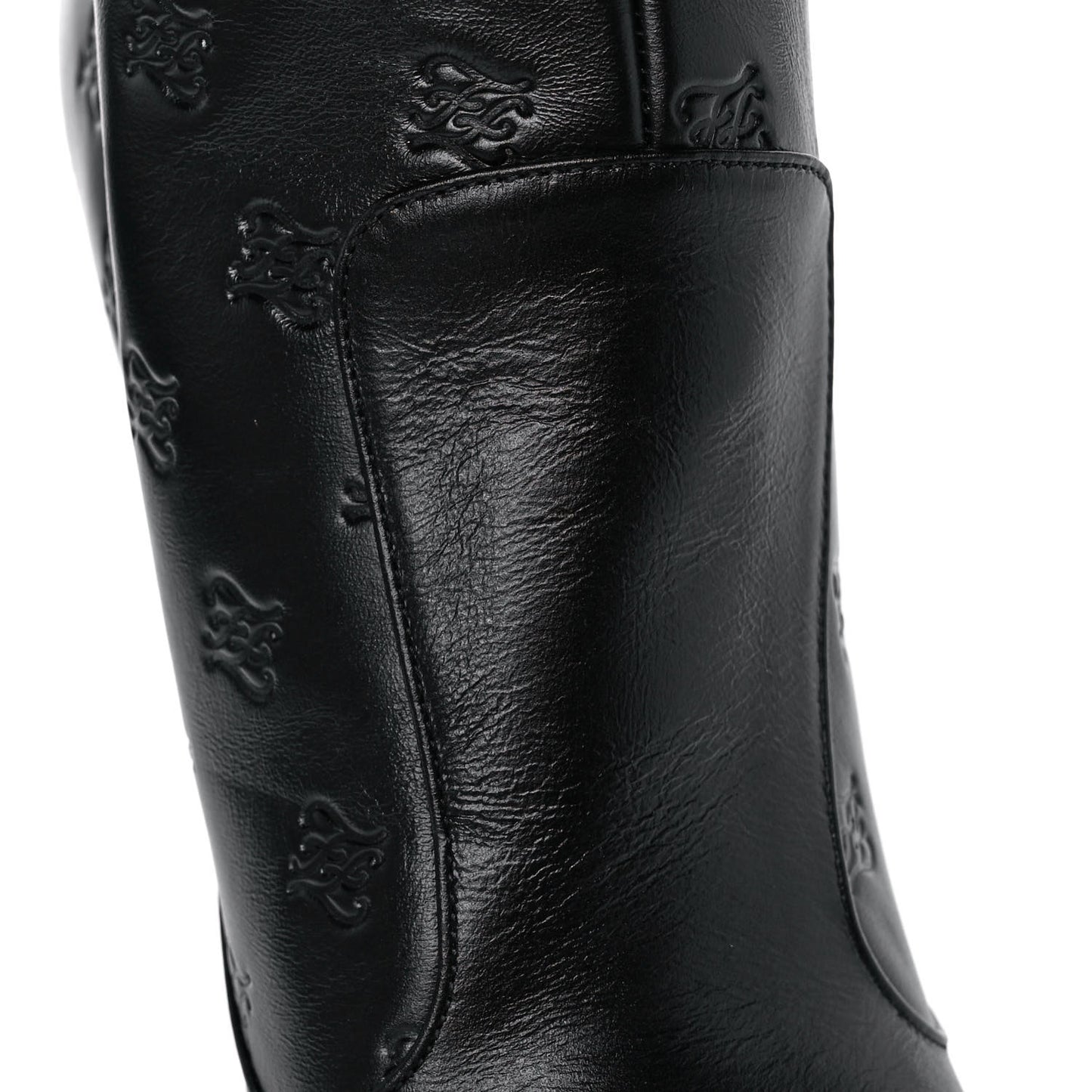 Vitello Karligraphy Embossed FFreedom Knee High Boots 39.5 Black