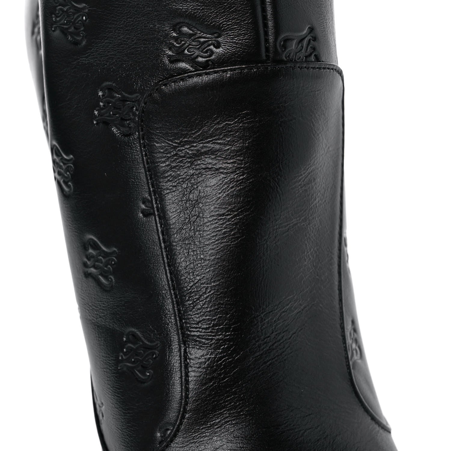 Fendi Vitello Karligraphy Embossed FFreedom Knee High Boots 39.5 Black 9 of 10