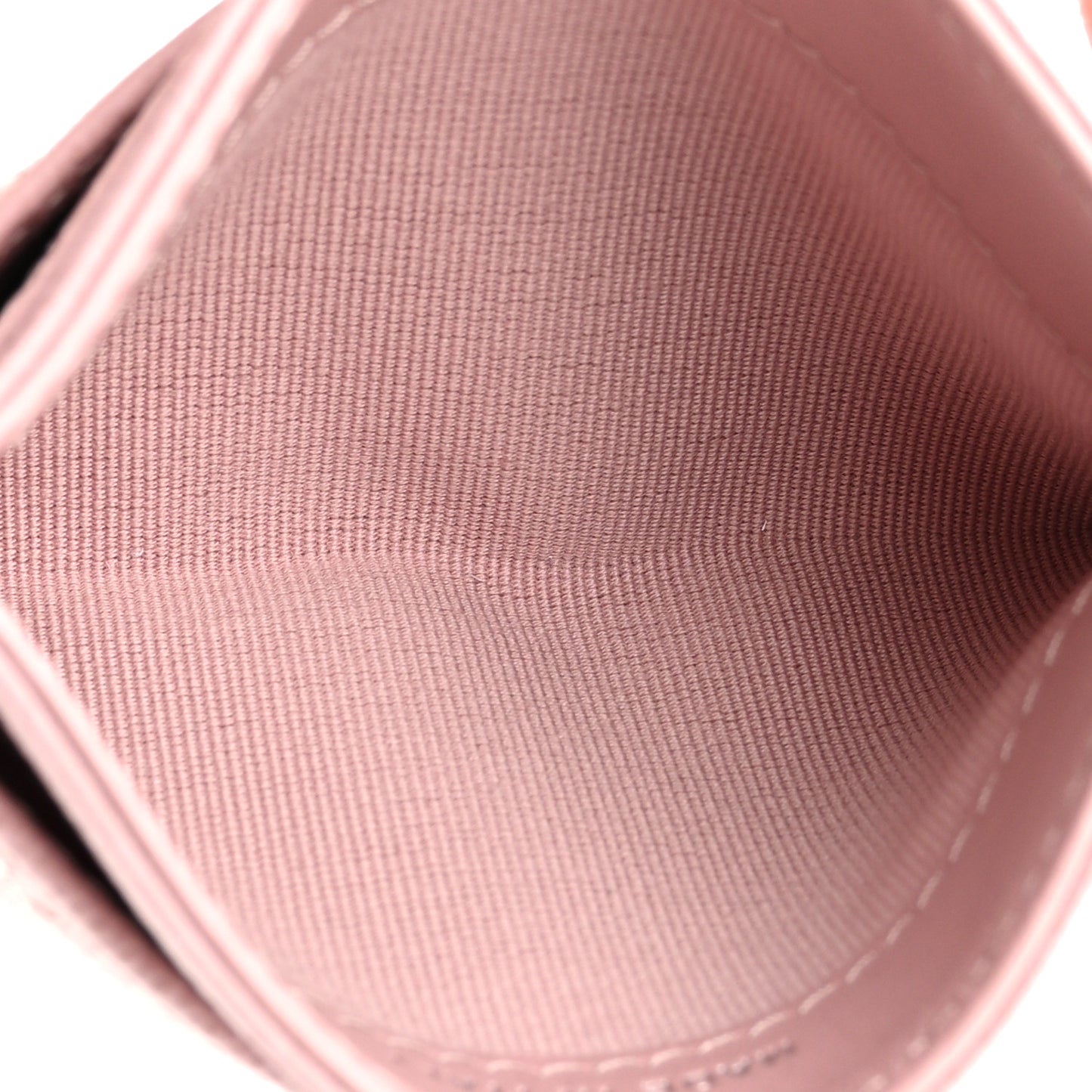 Caviar Quilted Card Holder Light Pink