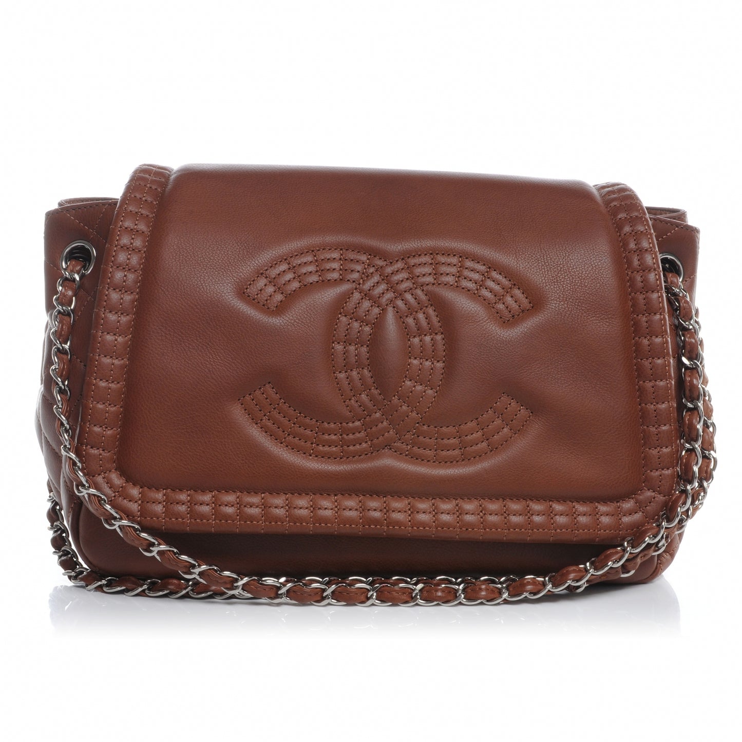 Calfskin Coco Bengal Accordion Flap Camel
