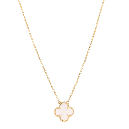 Van Cleef & Arpels 18K Yellow Gold Mother of Pearl Vintage Alhambra Pendant Necklace 1 of 7