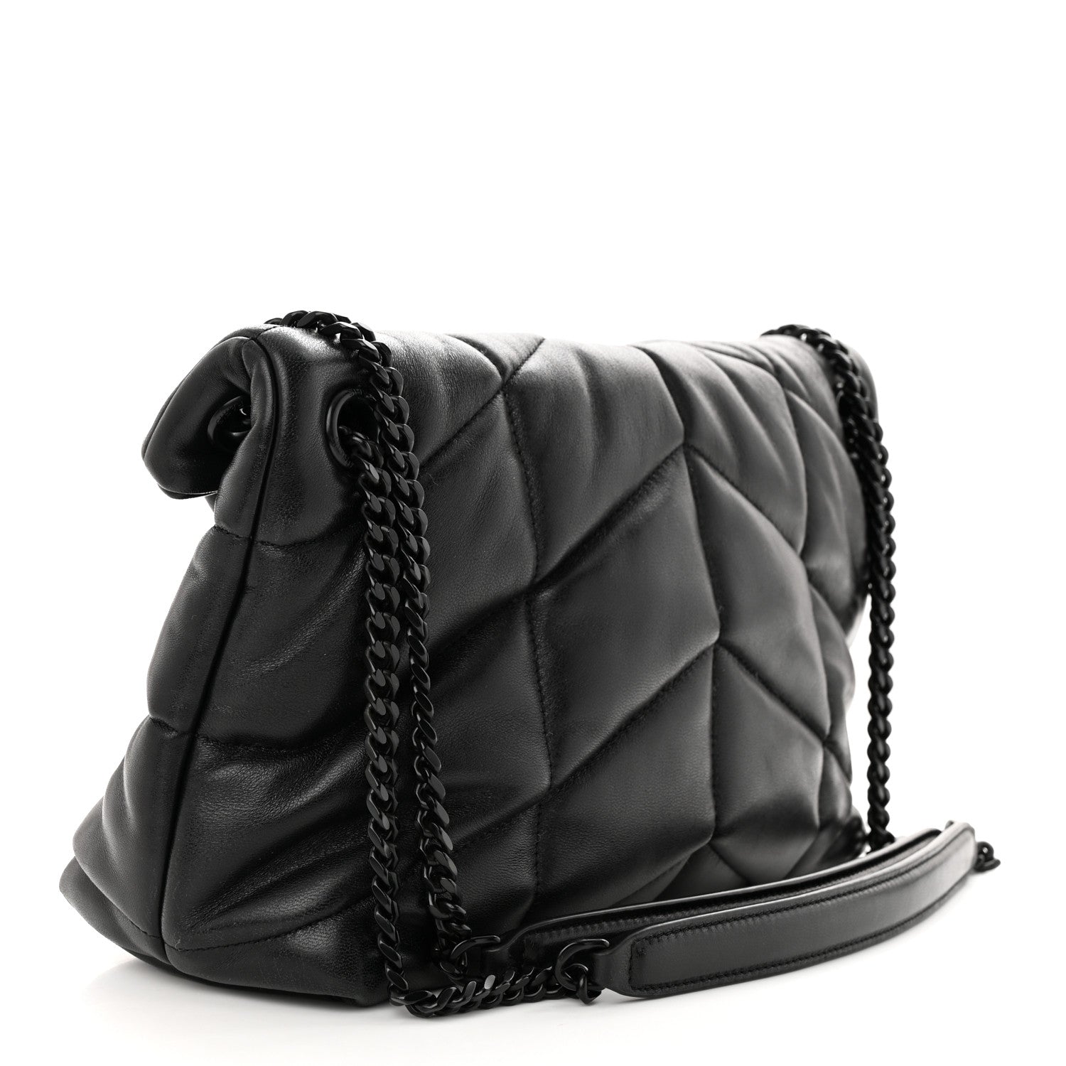 Saint Laurent Lambskin Quilted Monogram Monochrome Small Loulou Puffer Chain Satchel Black 3 of 10