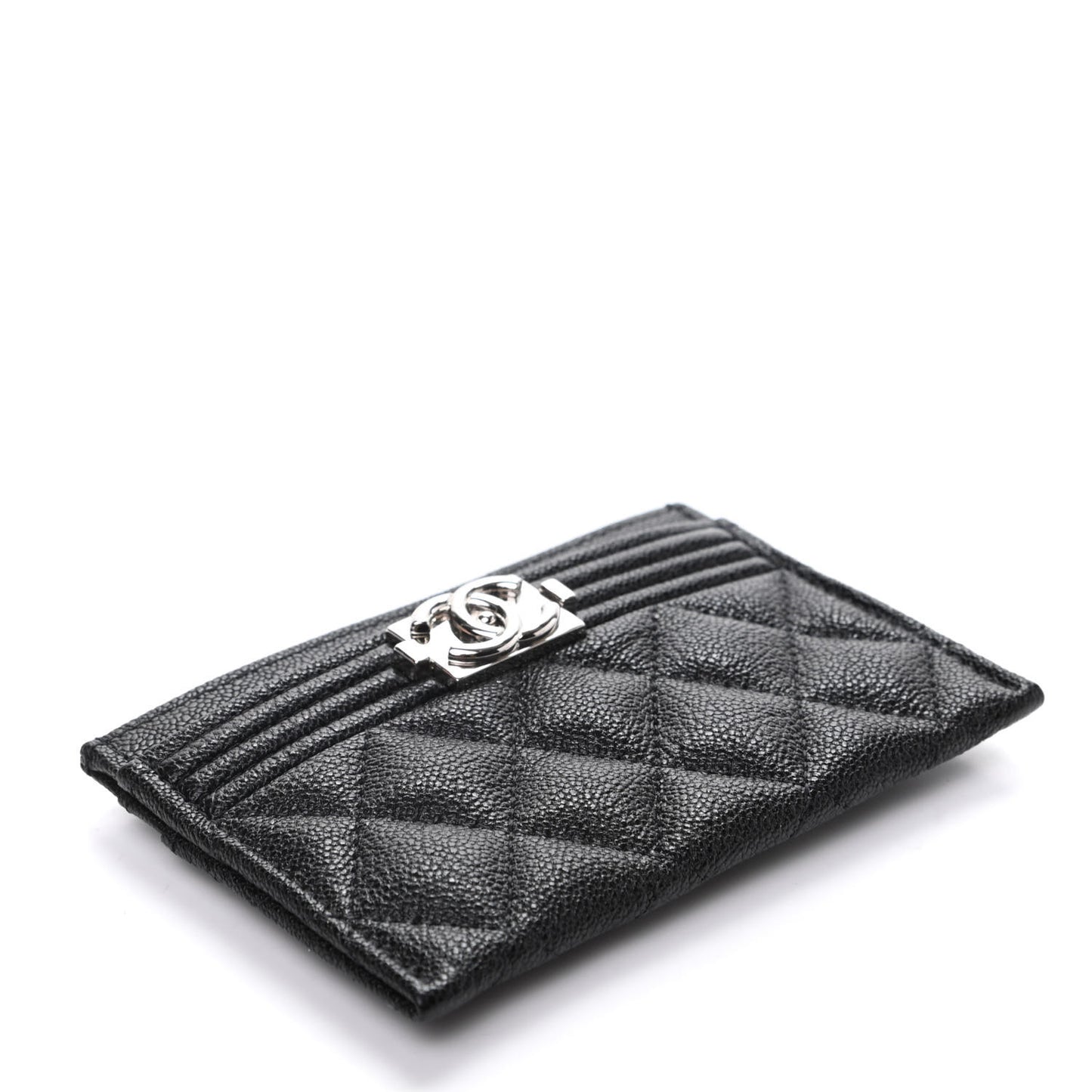 Caviar Quilted Boy Card Holder Black