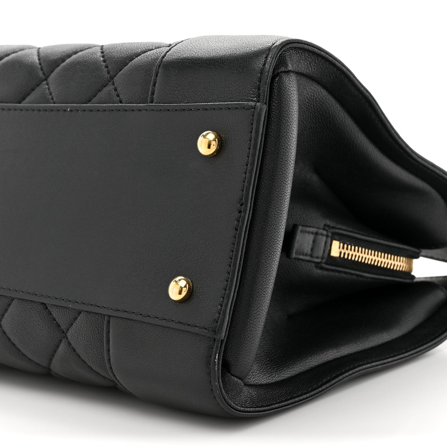 Sheepskin Quilted Mademoiselle Vintage Shopping Tote Black