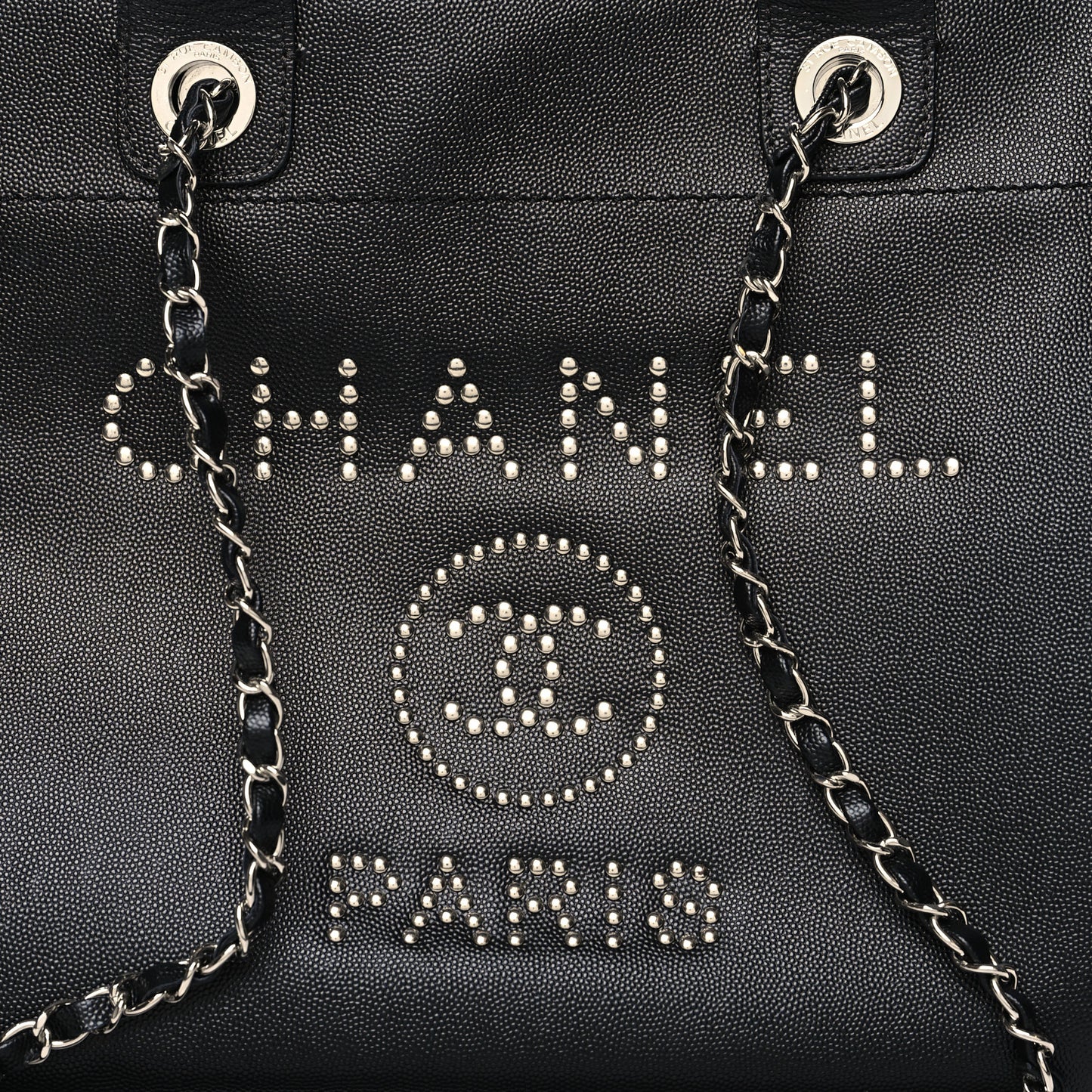 Caviar Small Studded Deauville Tote Black