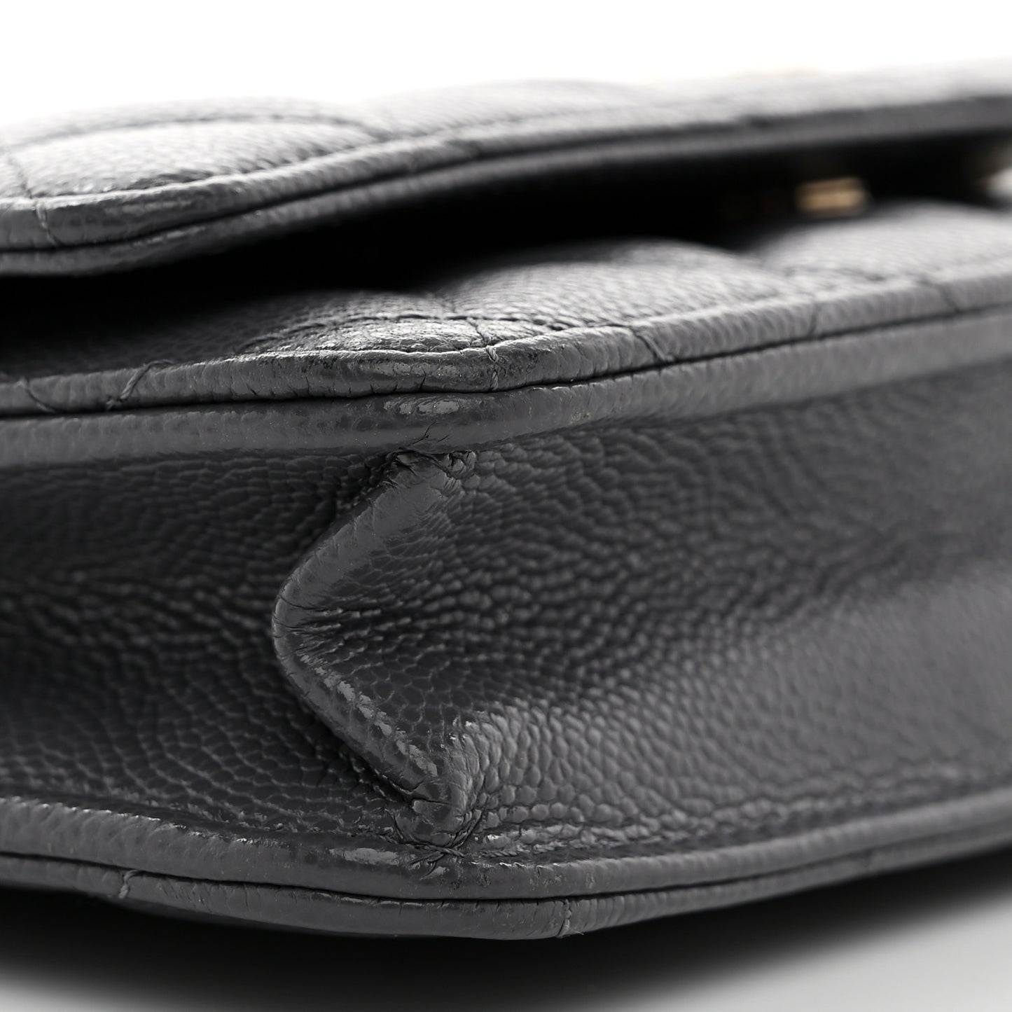 Caviar Quilted Wallet on Chain WOC Grey