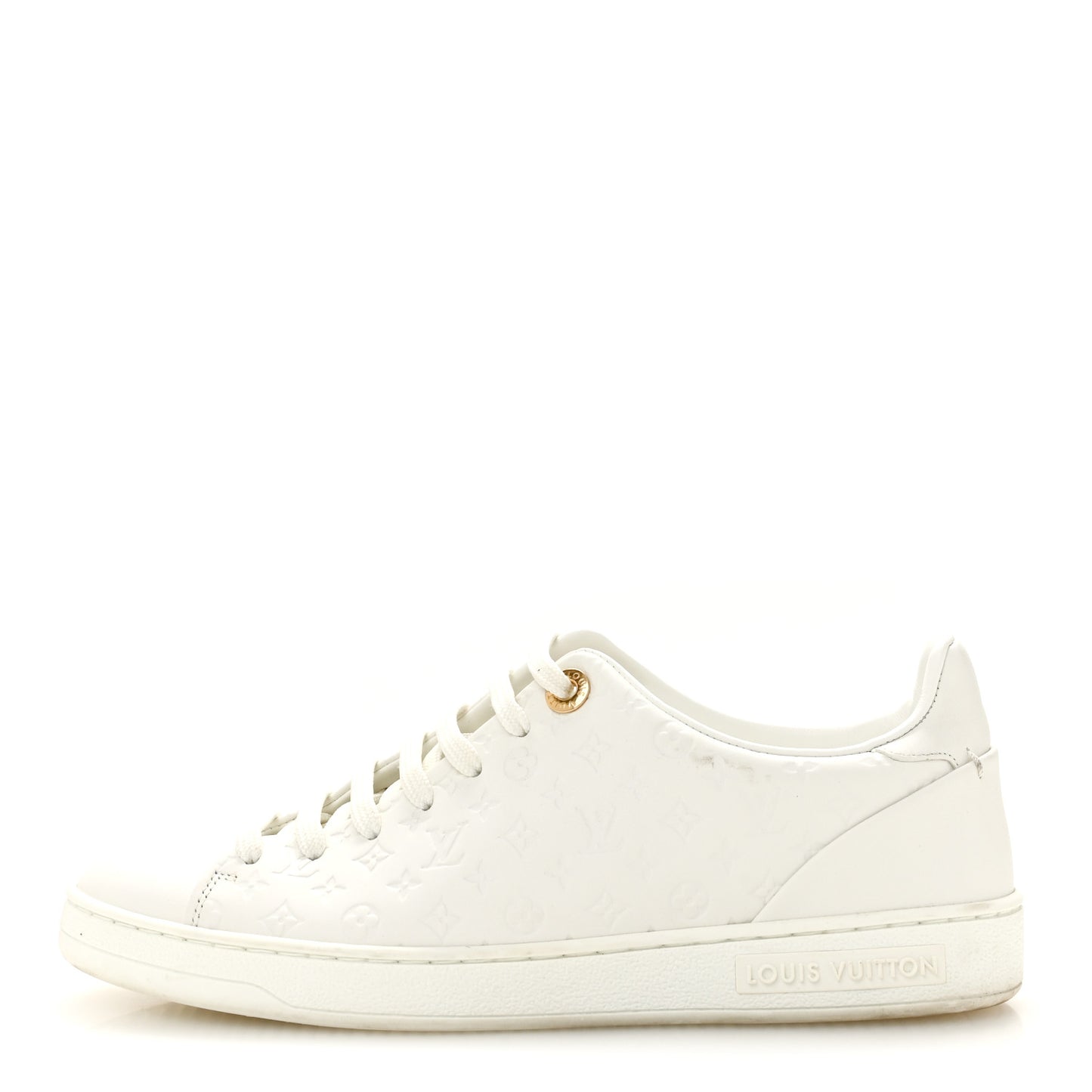 Calfskin Monogram Embossed Front Row Sneakers 36 White