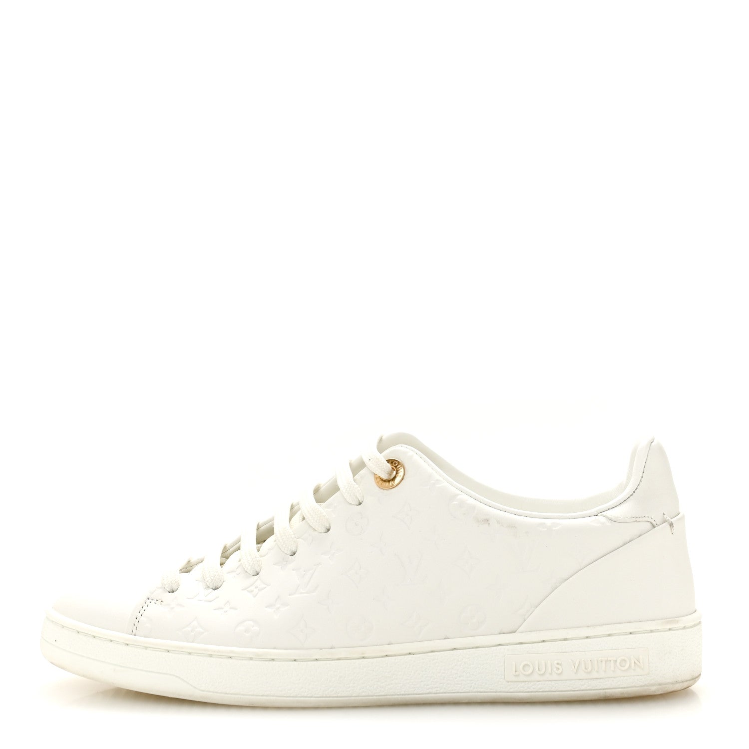 Louis Vuitton Calfskin Monogram Embossed Front Row Sneakers 36 White 1 of 9