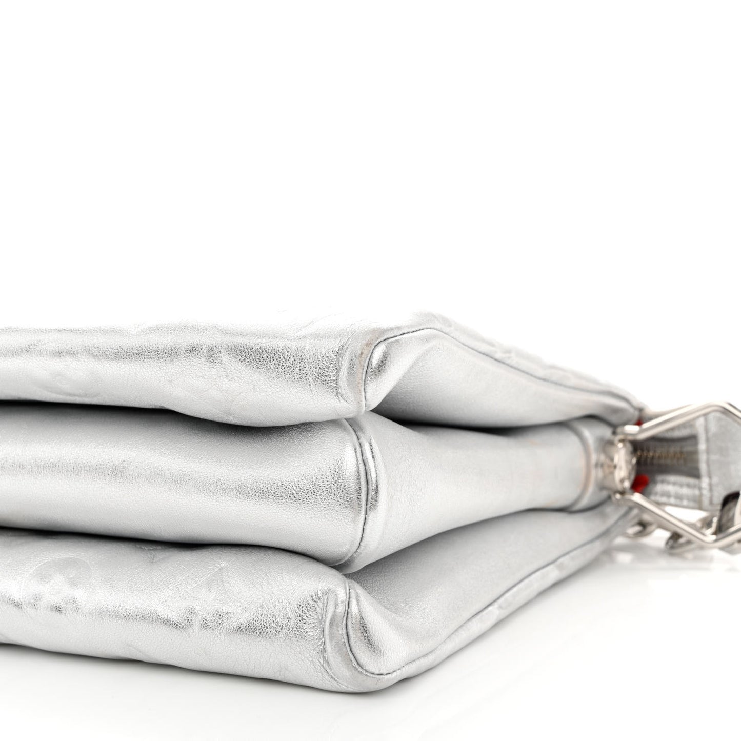 Metallic Lambskin Embossed Monogram Coussin PM Silver