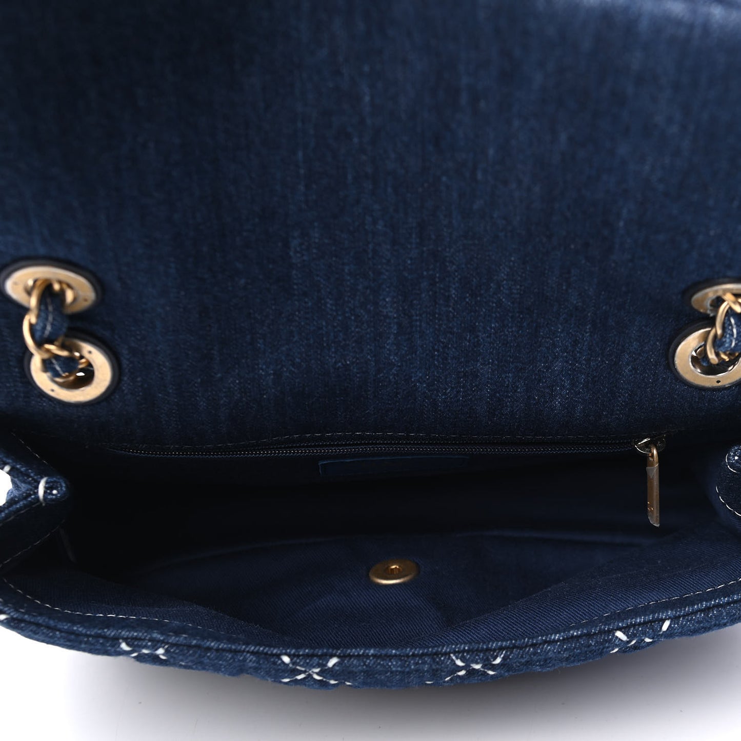 Denim Quilted Medium Denim Trip Single Flap Blue