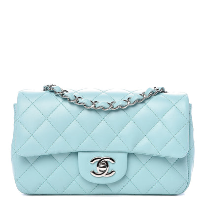 Chanel Lambskin Quilted Mini Rectangular Flap Light Blue 1 of 11